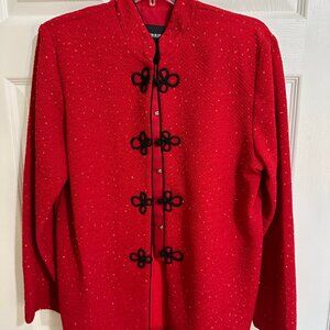 Vintage Sag Harbor Jacket Snap Up Women Size 10 Red Long Sleeve Formal Party